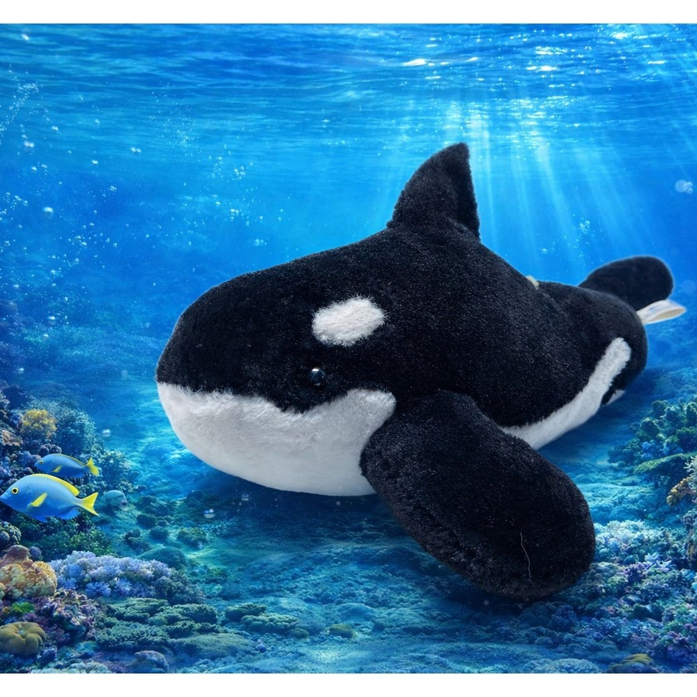 Sea World KILLER WHALE ORCA  9" Bean Bag Plush Stuffed Animal